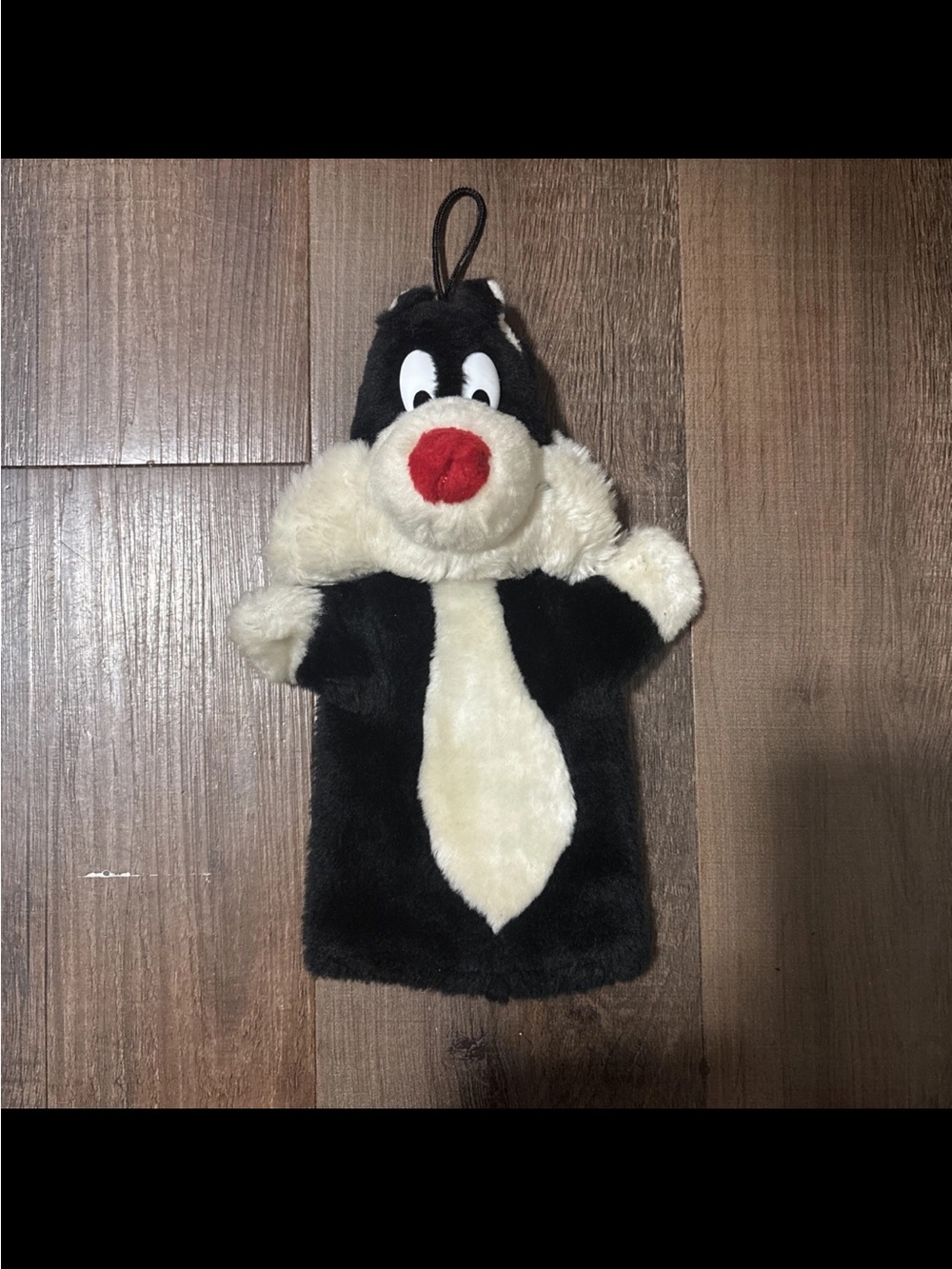 Plush Sylvester the Cat Hand Puppet - Black, Cream & Red